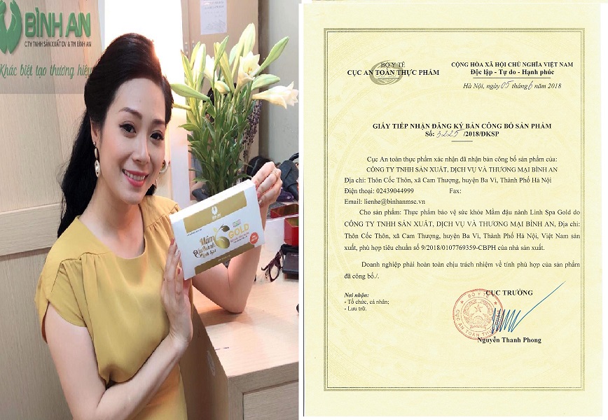 Bản công bố mầm đậu nành gold Linh Spa do bộ y tế cấp